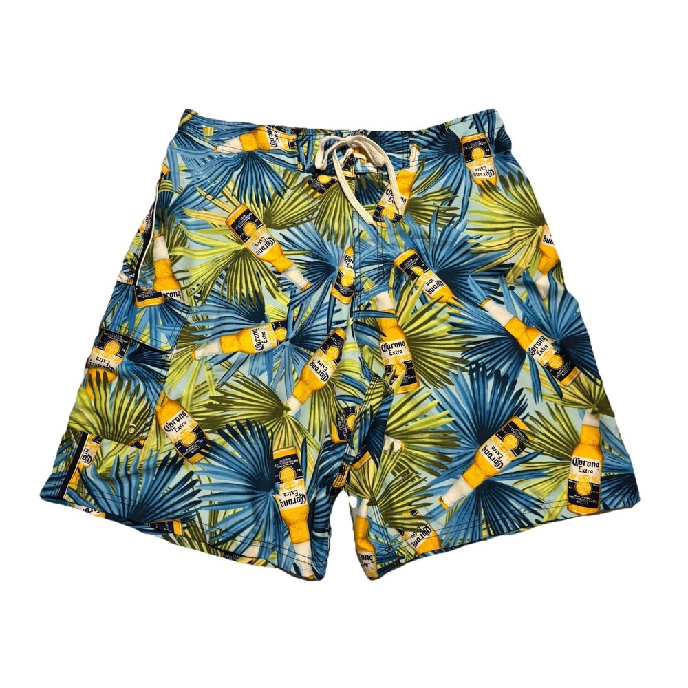 CORONA EXTRA Beer Bottles Men's Tropical Print Board Shorts Swim Trunks Sz 36